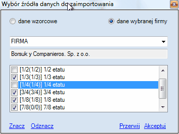 Okno importu kalendarzy wzorcowych Kalendarze czasu pracy_okno_importu_wzorcowych